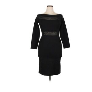 LOVE X DESIGN Black Boatneck Sheath Dress Mesh Detail Midi Length Size S NWT